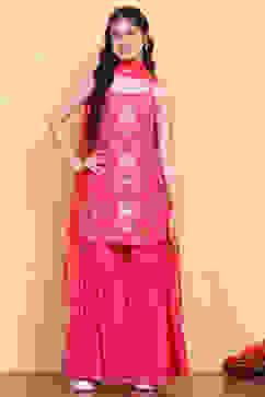 Pink Floral Printed Straight Suit Set image number 6