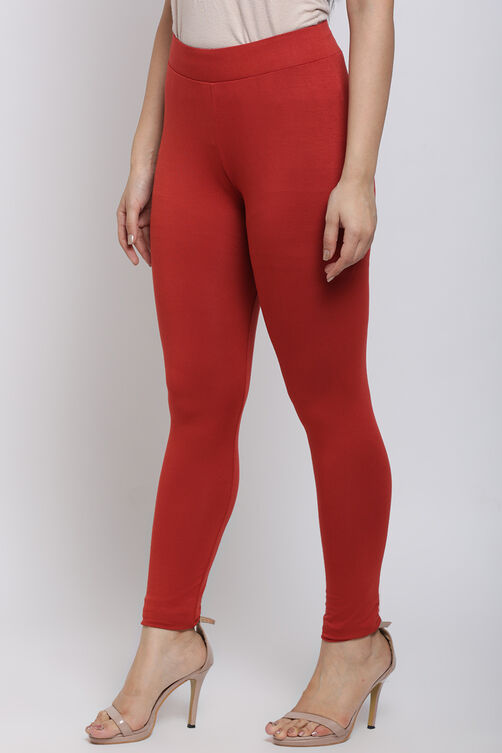 Red Viscose Lycra Leggings