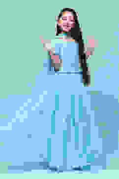 Blue Polyester Embroidered Suit Set image number 6