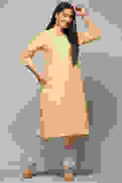 Yellow Cotton Straight Kurta image number 0