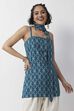 Teal Cotton Floral Printed Kurti with Tie image number 4