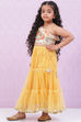 Yellow Art Silk Flared Lehenga image number 3