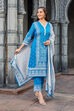 Blue Cotton Straight Suit Set image number 5