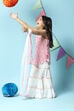 Pink & White Cotton Straight Kurta Sharara Suit Set image number 0