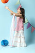Pink & White Cotton Straight Kurta Sharara Suit Set