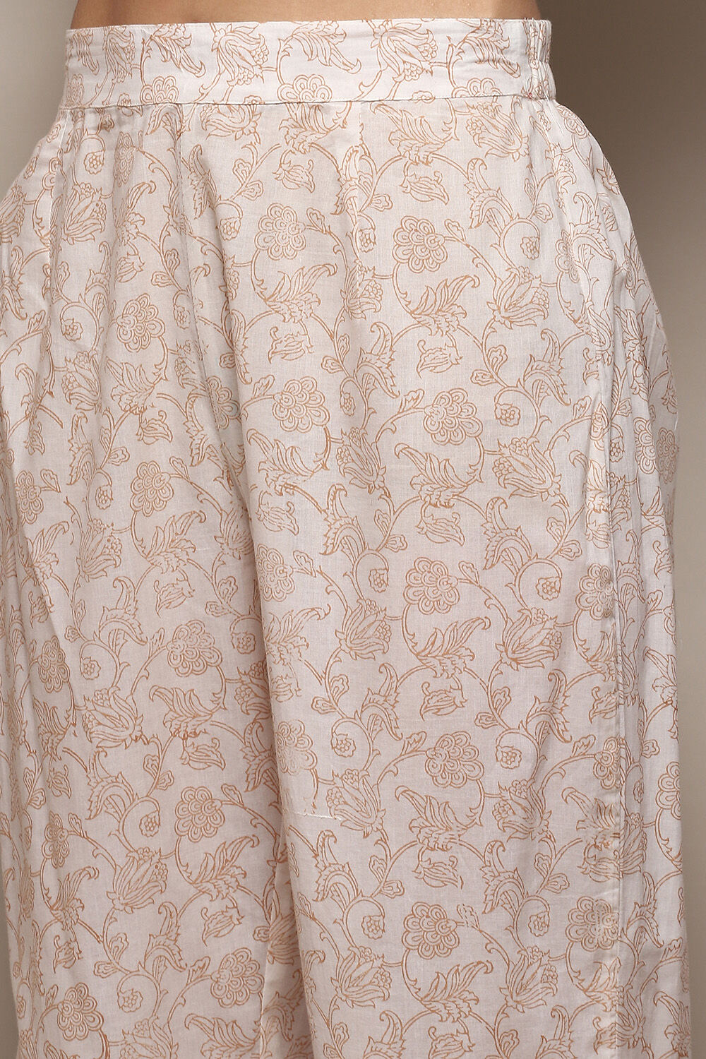 Beige Cotton Machine Embroidered Unstitched Suit Set image number 3