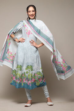 Powder Blue Cotton Anarkali Suit Set image number 0