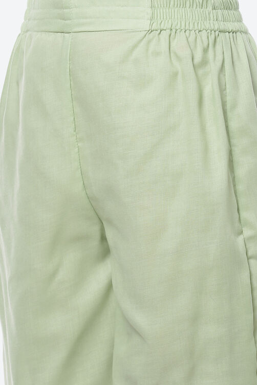 Turquoise Cotton Blend Hand Embroidered Unstitched Suit Set image number 2