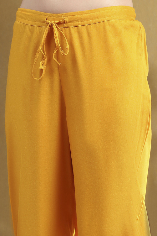 Yellow Embroidered Festive Straight Suit Set image number 2