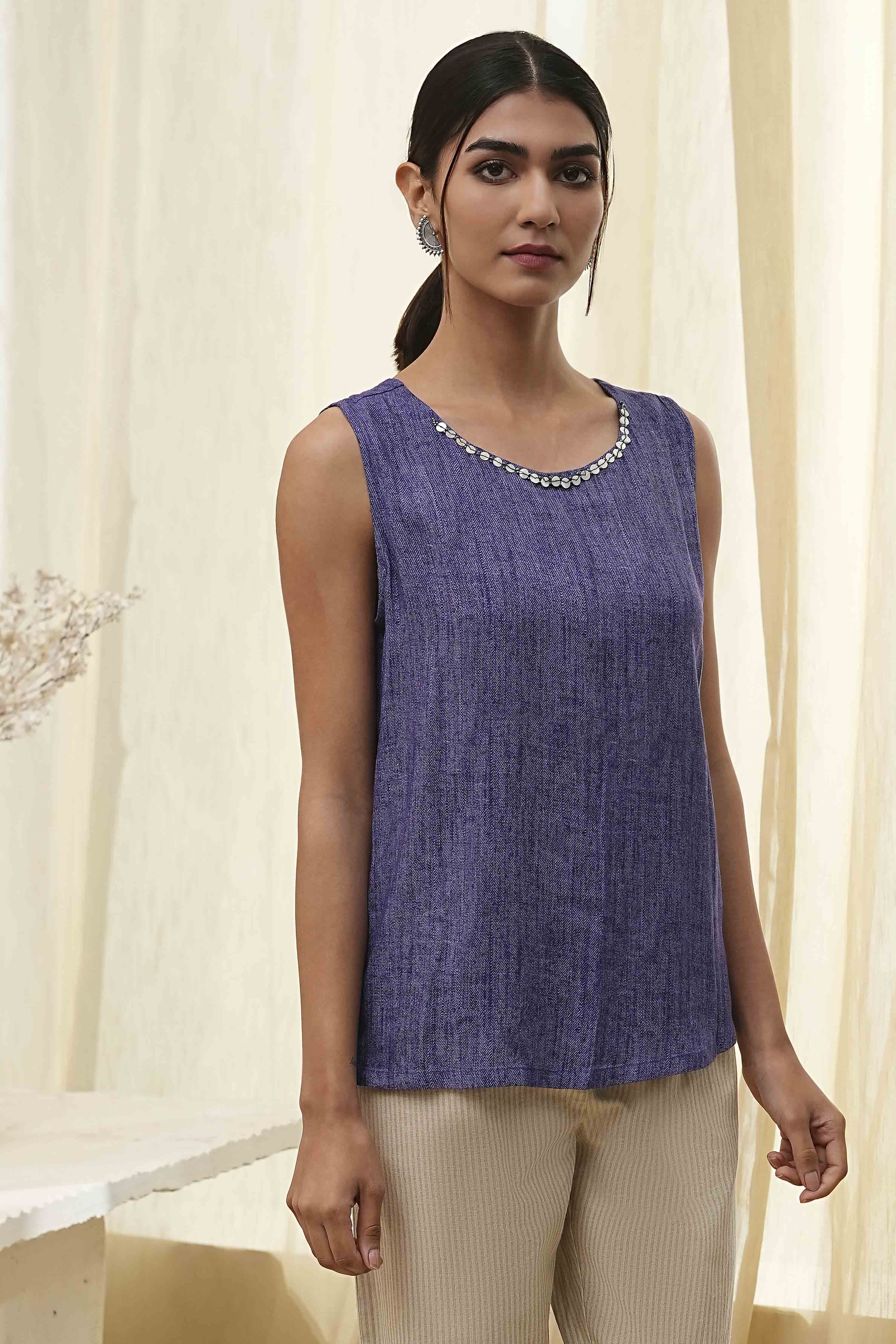 Blue Printed Straight Jacket image number 7