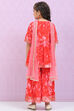 Coral Red Cotton Straight  Kurta Palazzo Suit Set image number 4