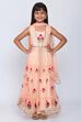 Peach Front Open Nylon Kurta Churidar Suit Set image number 0