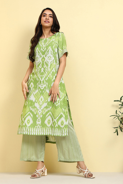 Blue Printed Straight Kurta Set image number 5