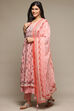 Dry Rose Cotton Blend Layered Kurta Pants Suit Set image number 6