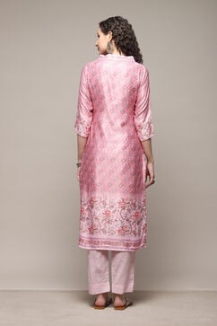 Pink Cotton Digital Print Unstitched Suit Set image number 5