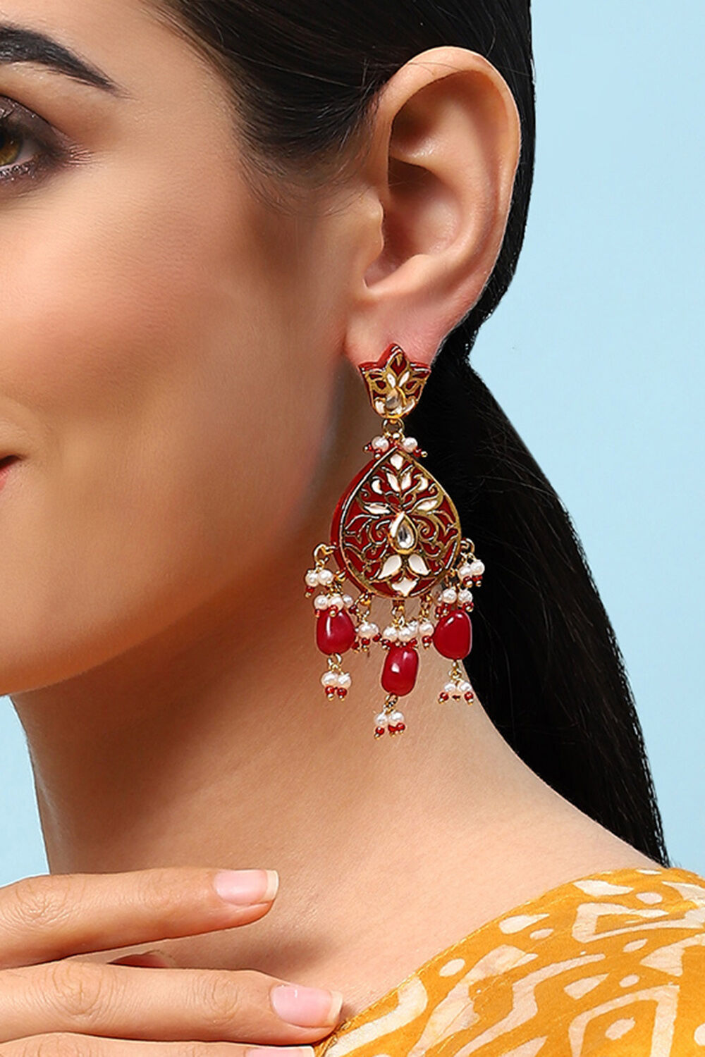Red Brass Earrings image number 1