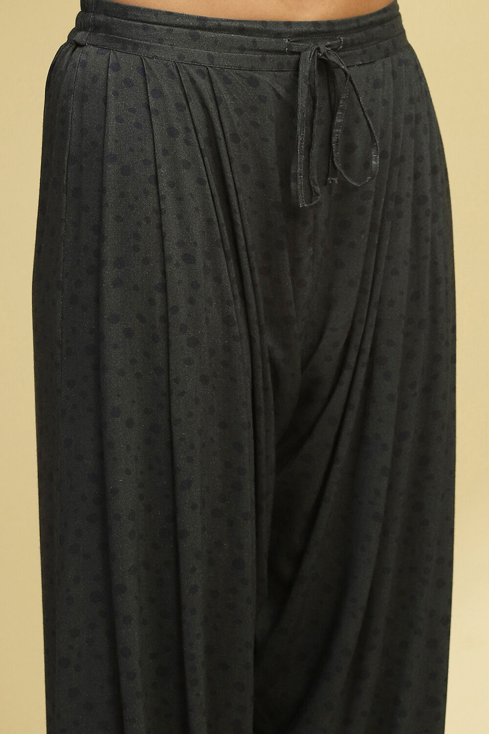 Lime Green and Grey Floral Printed Fusion Kurta Set image number 2