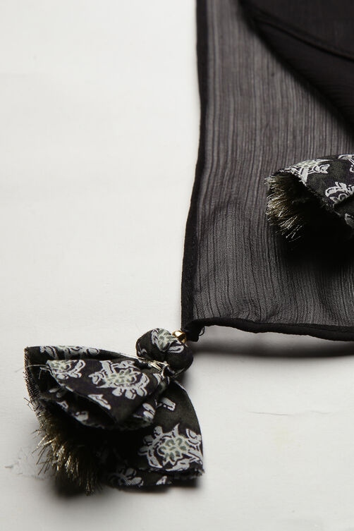 Black Cotton Double Layered Kurta Churidar Suit Set image number 3