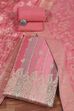 Pink Cotton Printed Embroidered Unstitched Suit Set image number 0