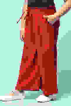 Blue & Rust Cotton Solid Pants image number 2