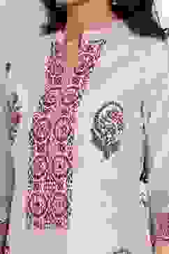 Light Grey Straight Kurta Churidar Suit Set image number 1