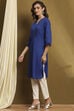 Pink Cotton Blend Solid Straight Kurta image number 2