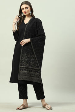 Black Acrylic Straight Kurta Pant Suit Set image number 2