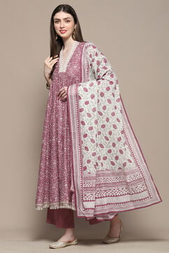 Pink Cotton Anarkali Suit Set image number 4