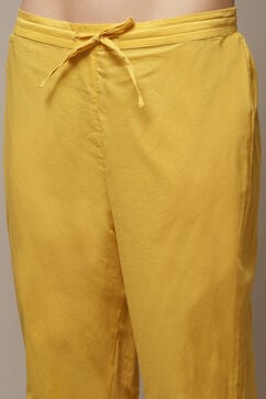 Yellow Cotton Blend Straight Kurta Suit Set image number 6
