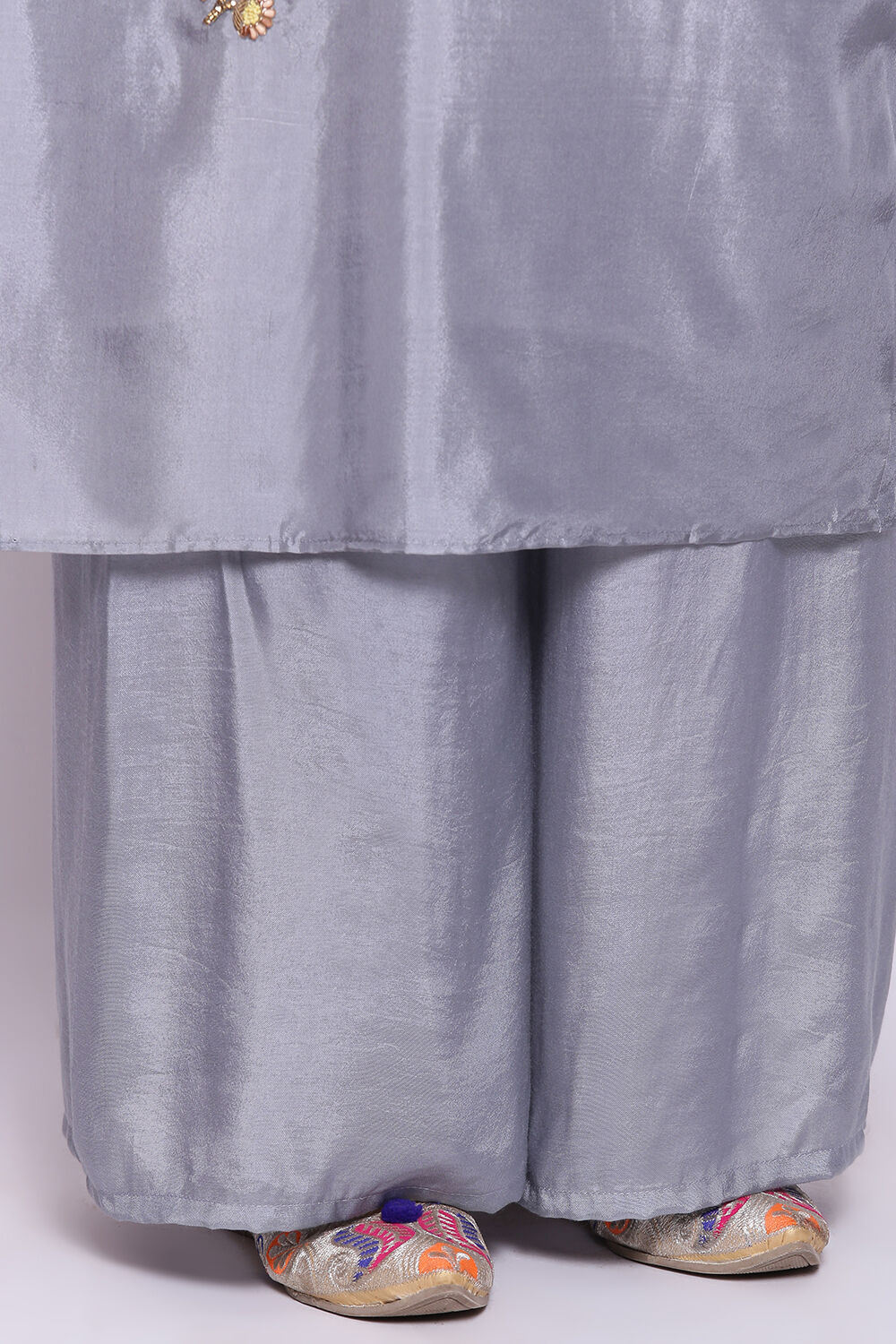 Blue Chanderi Unstitched Suit Set image number 3