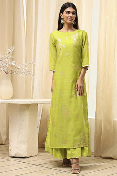 Green Poly Chanderi  Dress image number 6