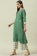 Sap Green Solid Rayon Straight Kurta Palazzo Suit Set image number 5