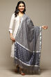 Navy Cotton Blend Yarndyed Dupatta image number 0