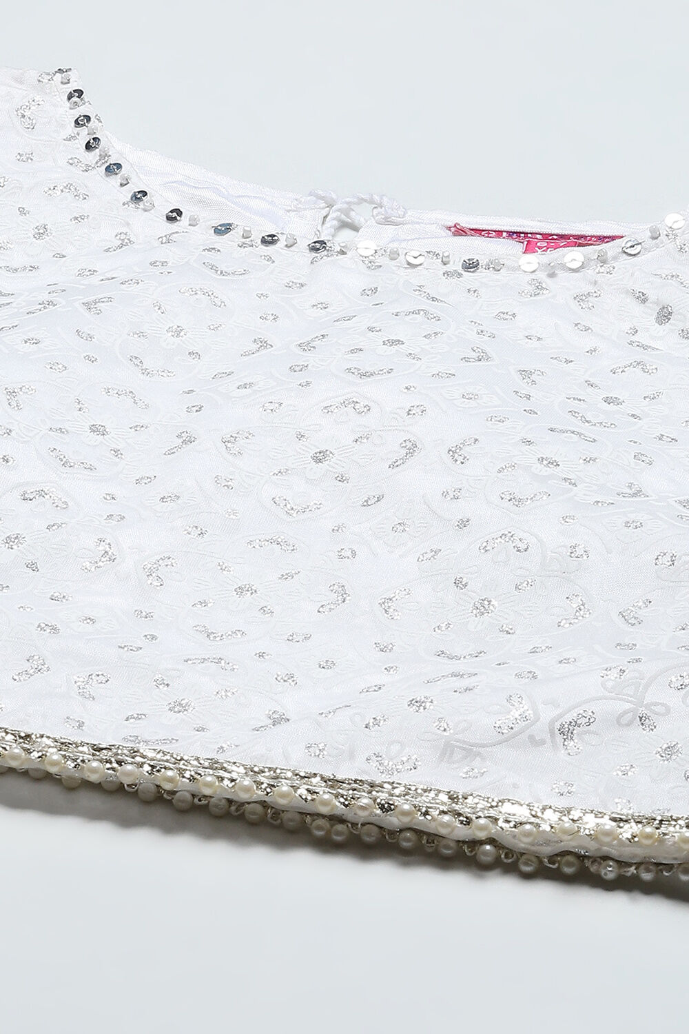 White Poly Organza Khadi Print Flared Lehenga Set image number 1