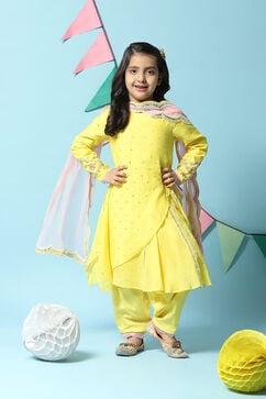 Yellow Cotton Kurta Salwar Suit Set image number 0