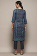 Indigo LIVA Straight Kurta Slim Pant Suit Set image number 5