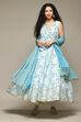 Off White Linen Anarkali Kurta Churidar Suit Set image number 0