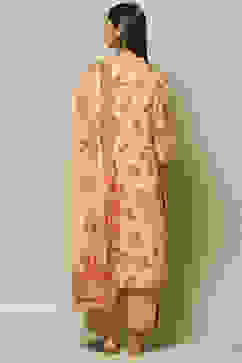 Peach Cotton A-Line Kurta Palazzo Suit Set image number 6