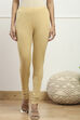 Camel Cotton Blend Solid Churidar image number 5