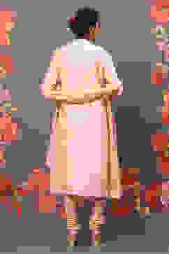 Rohit Bal Peach Cotton Blend Straight Kurta Suit Set image number 4