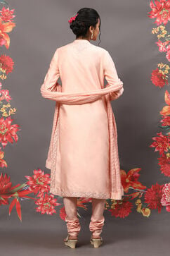 Rohit Bal Peach Cotton Blend Straight Kurta Suit Set image number 4