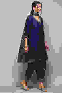 Blue LIVA Kalidar Kurta Salwar Pant Suit Set image number 6