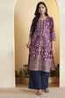 Purple Cotton Floral Printed Straight Kurta image number 5