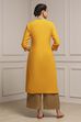 Yellow Cotton Yarndyed Straight Kurta image number 3
