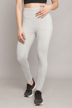 Light Grey Knitted Cotton Blend Leggings image number 2