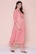 Pink Cotton High Slit Printed Kurta image number 3