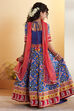 Blue Cotton Printed Kalidar Lehenga Set image number 5
