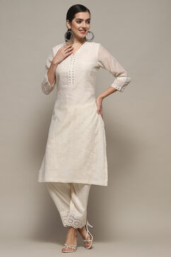 White Polyester Asymmetric Kurta image number 5