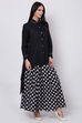 Black Cotton A-Line Shirt Kurta image number 3