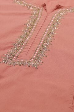Peach Solid Cotton Kalidar Kurta Palazzo Suit Set image number 1
